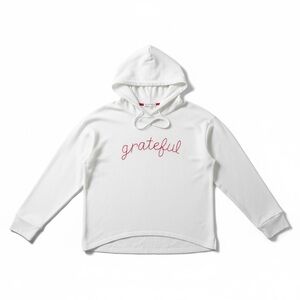 PJ Salavage Cozy White Hoodie Grateful Print Small